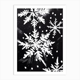 Needle, Snowflakes, Black & White 2 Art Print