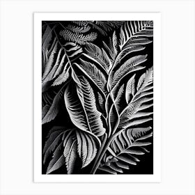 Redwood Leaf Linocut 1 Art Print