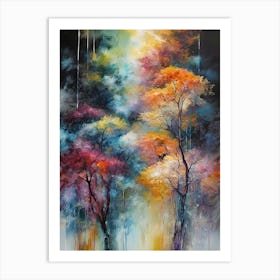 Trees In The Rain Art Print