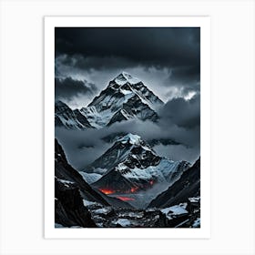 Tibetan Mountains Everest: Towering Above the Clouds Art Print