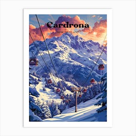 Cardrona New Zealand Ski Holiday Travel Art Illustration Art Print