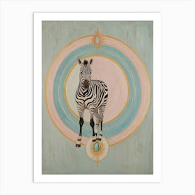 Sorbet Zebra in Abstract Circles Art Print