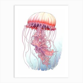 Sea Nettle Jellyfish Cartoon 5 Art Print