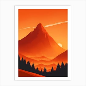 Misty Mountains Vertical Background In Orange Tone 23 Art Print