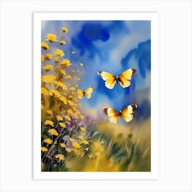 Yellow Butterflies In The Meadow Art Print