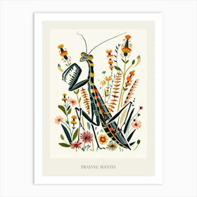 Colourful Insect Illustration Praying Mantis 2 Poster Art Print