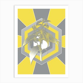 Vintage Commelina Zanonia Botanical Geometric Art in Yellow and Gray n.283 Art Print