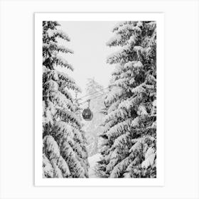 Gondola Lift In The Snow | Austria | Black and White | Art Print