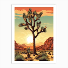  Retro Illustration Of A Joshua Tree At Dawn In Desert 4 Art Print