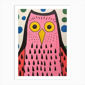 Pink Polka Dot Owl 1 Art Print