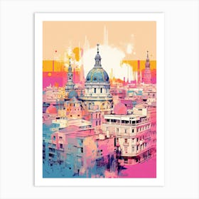 Madrid In Risograph Style 4 Art Print