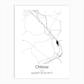 Chitose,Japan Minimalist Map Art Print