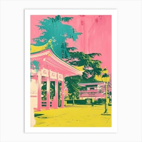 Ueno Park In Tokyo Duotone Silkscreen 3 Art Print