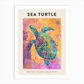 Rainbow Turtle Scribble Crayon Drawing Poster 4 Art Print