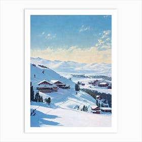 Perisher, Australia Vintage Skiing Poster Art Print