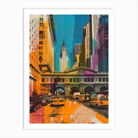 Grand Central Terminal New York Colourful Silkscreen Illustration 2 Art Print