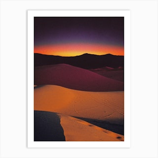 Retro Sunset At Sahara Desert Art Print