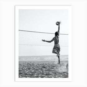 Beach Volleyball Black And White Sport Photography Art Print