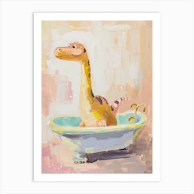 Brushstrokes Dinosaur In A Bath 3 Art Print