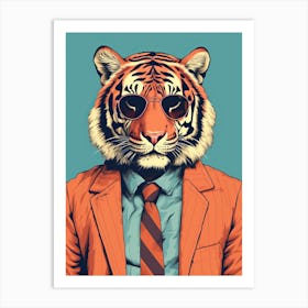 Tiger Illustrations Wearing A Smart Shirt 2 Art Print