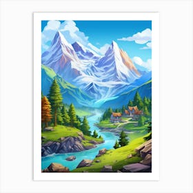 Mountains Cartoon 4 Art Print