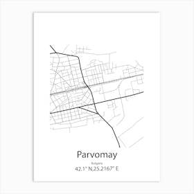 Parvomay,Bulgaria Minimalist Map Art Print