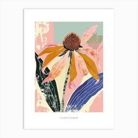 Colourful Flower Illustration Poster Coneflower 4 Art Print