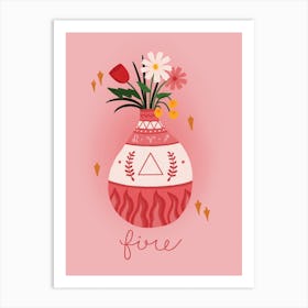 Fire Zodiac Vase Art Print