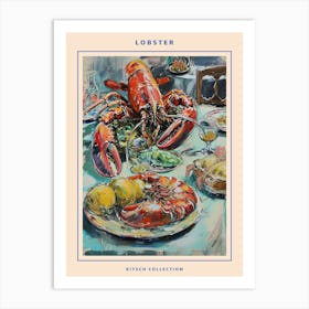 Kitsch Lobster Banquet Painting 4 Poster Art Print