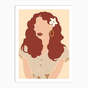 Woman Hand Drawing Boho Minimalist Pastel Colors 5 Art Print