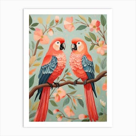 Parrots On A Branch Art Print