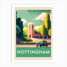 Nottingham Vintage Travel Poster Art Print