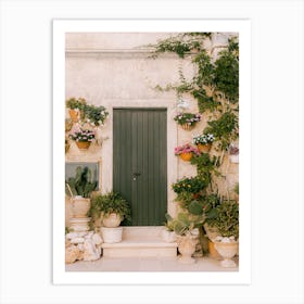 Green door with plants | Botanical Art | Italy Art Print