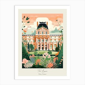 The Louvre   Paris, France   Cute Botanical Illustration Travel 0 Poster Art Print