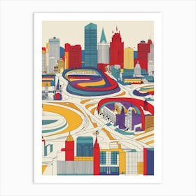 Detroit Skyline Art Print