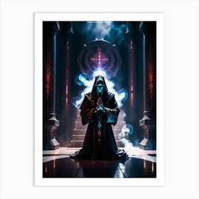 Dark priest praying 1 Art Print