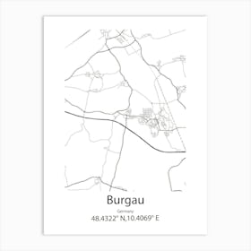 Burgau,Germany Minimalist Map Art Print