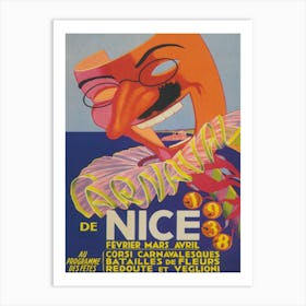 Nice Carnival, France Vintage Travel Poster Art Print