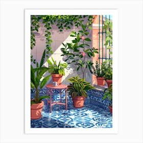 Garden With Potted Plants Art Print