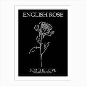 English Rose Black And White Line Drawing 28 Poster Inverted Art Print