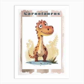 Cute Carnotaurus Dinosaur Watercolour 3 Poster Art Print