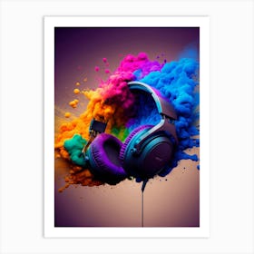 Colorful Headphones Art Print