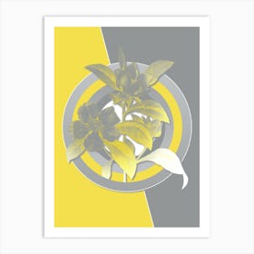Vintage Golden Guinea Vine Botanical Geometric Art in Yellow and Gray n.013 Art Print