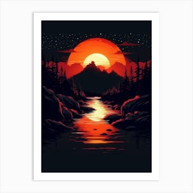 Sunset Over The River Art Print