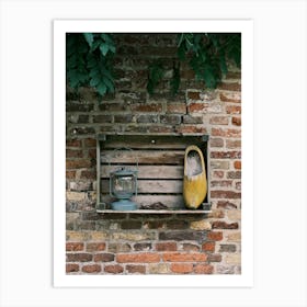 Old lamp & clog on the brick wall // The Netherlands // Travel Photography Art Print