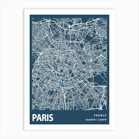 Paris Blueprint City Map 1 Art Print