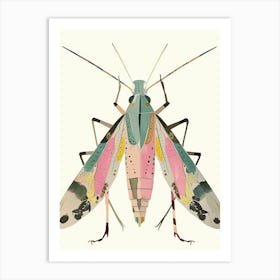 Colourful Insect Illustration Katydid 6 Art Print