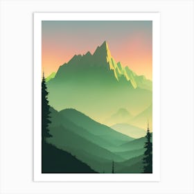 Misty Mountains Vertical Background In Green Tone 17 Art Print