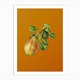 Vintage Pear Branch Botanical on Sunset Orange n.0619 Art Print