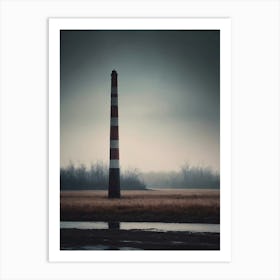 Lighthouse In The Fog Art Print